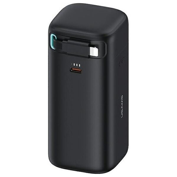 Powerbank Usams USAMS Powerbank ze zwijanym kablem Retractable Lightning 18000 mAh PD45W Fast Charge XMF Series czarny/black 20KCD21701 (US-CD217)