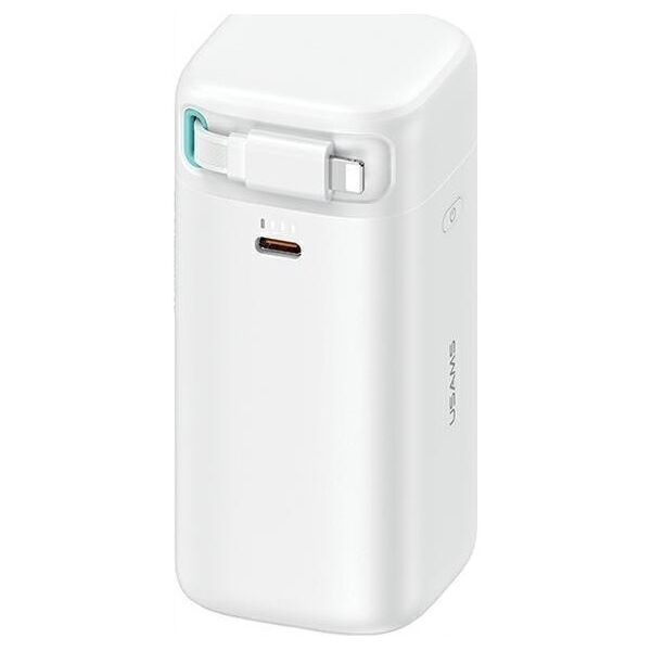 Powerbank Usams USAMS Powerbank ze zwijanym kablem Retractable Lightning 18000 mAh PD45W Fast Charge XMF Series biały/white 20KCD21702 (US-CD217)