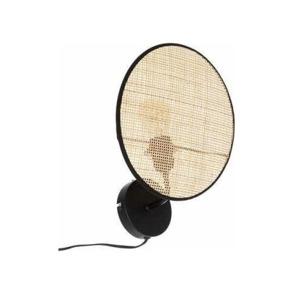 Atmosphera Kinkiet do salonu OLME, rattanowa plecionka, Ø 27 cm
