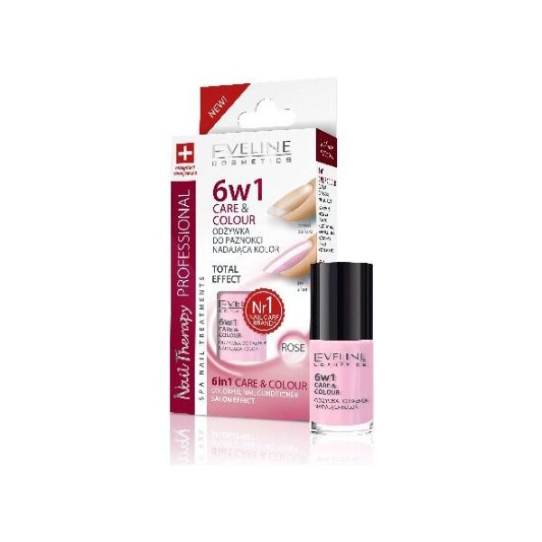 Eveline Nail Therapy Lakier odżywka 6w1 Care & Colour Rose 5ml