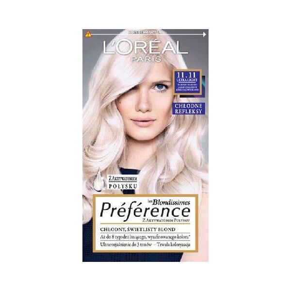 L’Oreal Paris Farba Recital Preference 11.11 Bardzo Bardzo Jasny Chłodny Kryształowy Blond