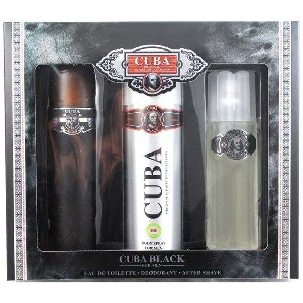 Cuba Black Zestaw dla mężczyzn EDT 100ml + 100ml Woda po goleniu + 200ml deodorant