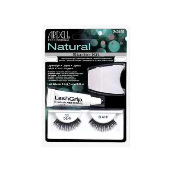 Ardell Natural Starter Kit Demi Black 101 (W) sztuczne rzęsy + klej 2,5g + aplikator
