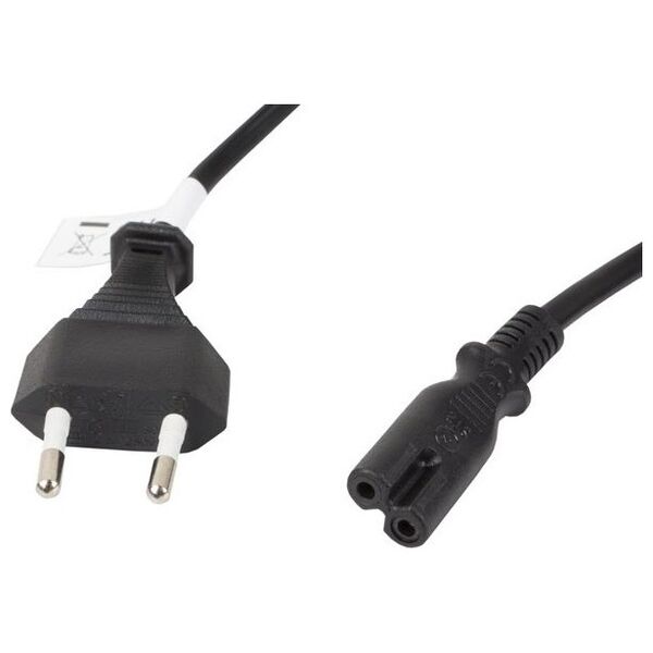 Kabel zasilający Lanberg radiowy CEE 7/16 - IEC 320 C7, 1.8m, czarny (CA-C7CA-11CC-0018-BK)