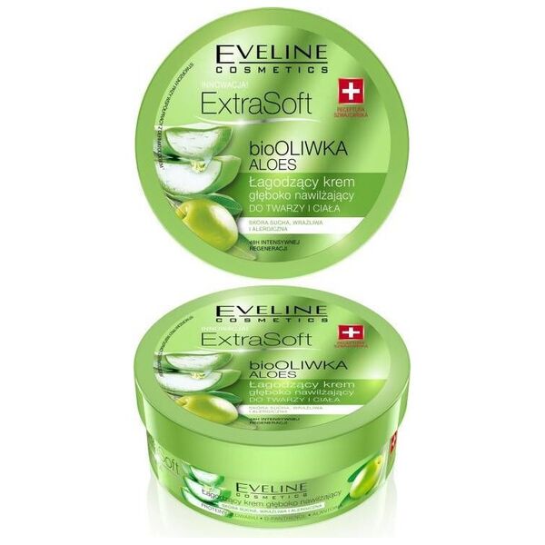 Eveline Extra Soft bio Oliwka i Aloes Łagodzący krem głęboko nawilżający do twarzy i ciała 175ml