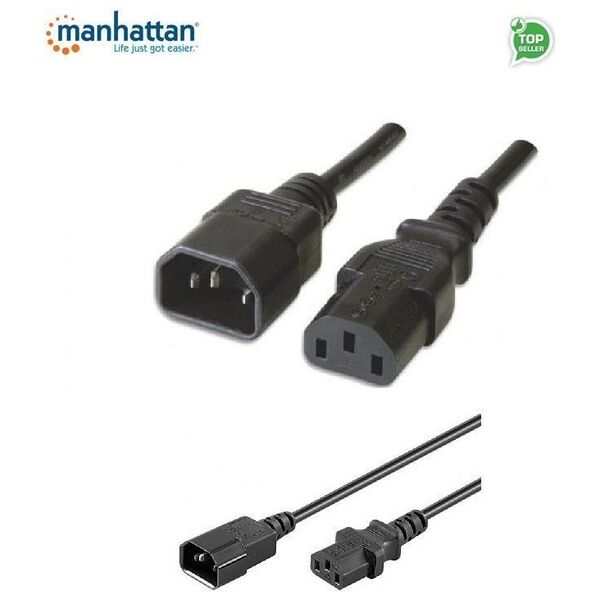 Kabel zasilający Manhattan przedłużający C14 na C13, 1m, czarny (352673)