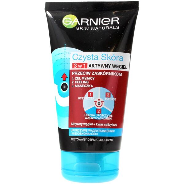 Garnier Żel do mycia twarzy Czysta Skóra Aktywny Węgiel 3w1 150ml