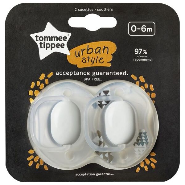 Tommee Tippee Smoczek uspokajający Urban unisex 0-6 m-cy 2 szt.