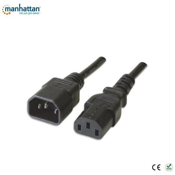 Kabel zasilający Manhattan Przedłużacz kabla zasilania Manhattan C14 na C13 M/F 0,5m czarny