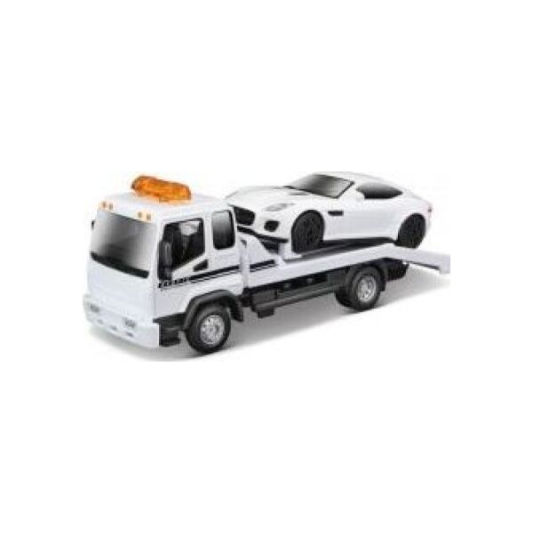 Bburago Str. Fire Tow Truck W Jaguar F-Type R 1:43 BBURAGO