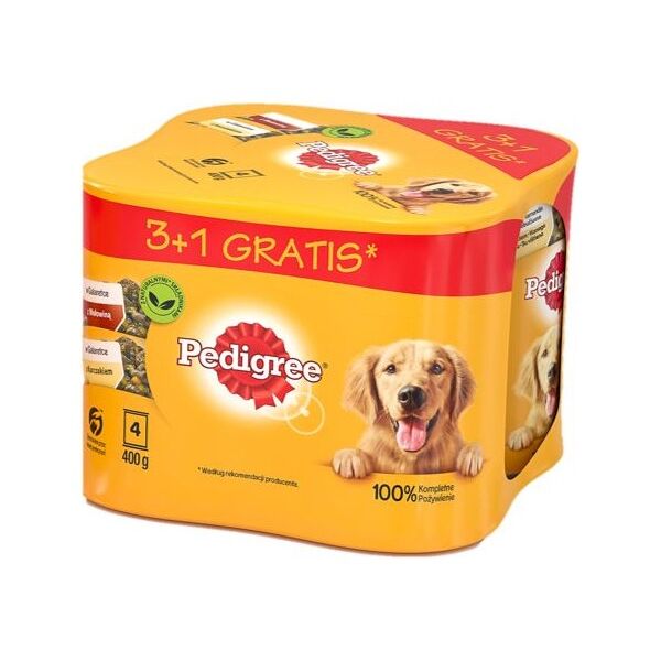 Pedigree PEDIGREE Adult 3+1 PUSZKA 4X400G - mokra karma dla psów w galaretce (2x Z KURCZAKIEM, 2x Z WOŁOWINĄ)