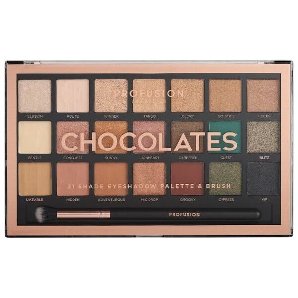 ProFusion Profusion Chocolates Eyeshadow Palette paleta 21 cieni do powiek z pędzelkiem