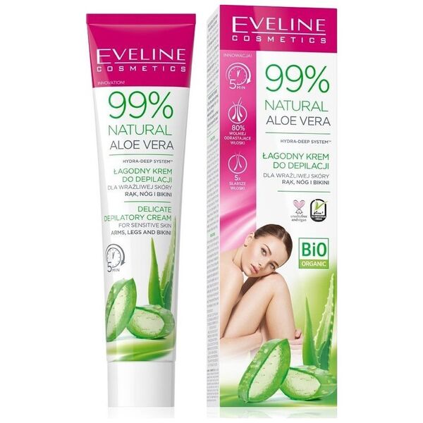 Eveline Eveline 99% Natural Aloe Vera Łagodny Krem do depilacji - skóra wrażliwa 125ml