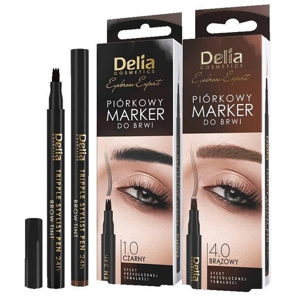 Delia Delia Cosmetics Eyebrow Expert Piórkowy Marker do brwi - kolor czarny 1szt