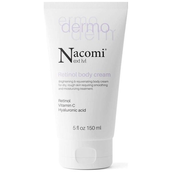 Nacomi Next Level Dermo - Rozjaśniająco-odmładzający krem do ciała z retinolem i witaminą C, 150 ml