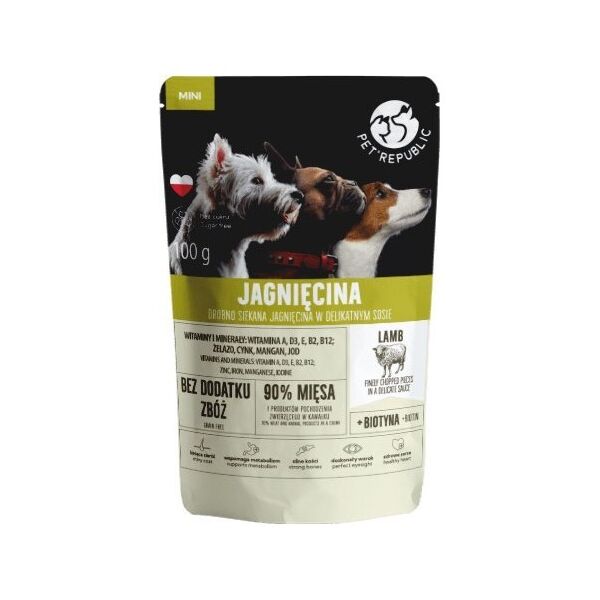 Pet Republic PET REPUBLIC PIES sasz.100g JAGNIĘCINA MINI sos /24