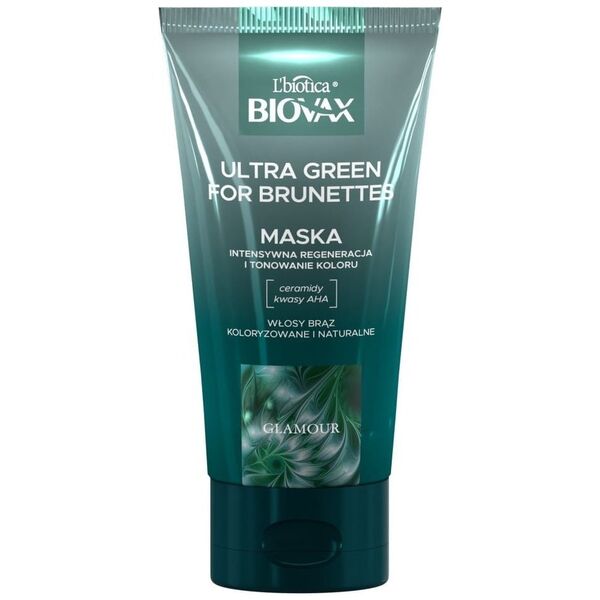 L'BIOTICA_Biovax Glamour Ultra Green maska do włosów dla brunetek 150ml