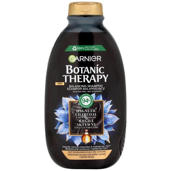 Garnier Botanic Therapy Balansujący Szampon do przetłuszczających się włosów i suchej skóry głowy z węglem aktywnym 400ml