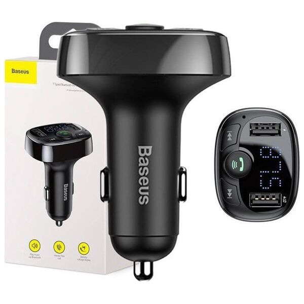 Transmiter FM Baseus Bluetooth 2xUSB microSD czarny