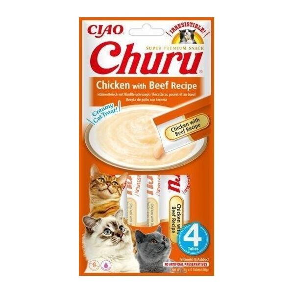 Inaba Foods Przysmak Inaba CHURU Kurczak z wołowiną dla kota 4x14g
