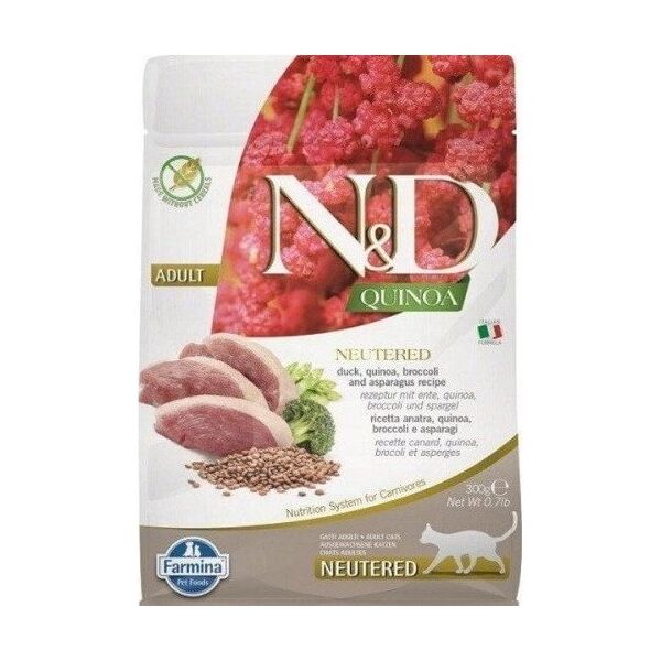 Farmina FARMINA N&D CAT QUINOA DUCK,BROCOLLI&ASPARAGUS NEUTERED ADULT 300g