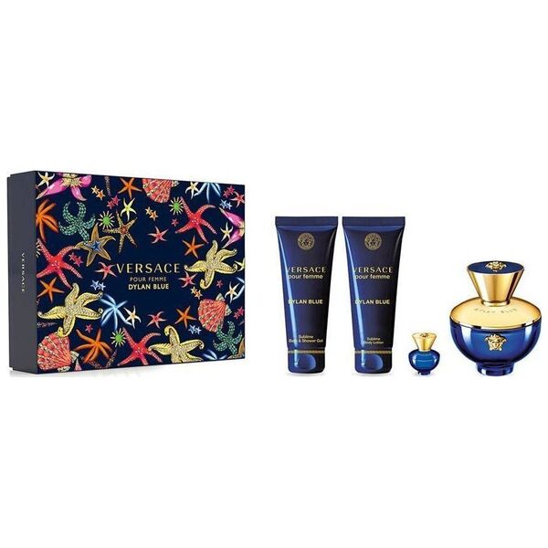 Versace Versace Pour Femme Dylan Blue zestaw woda perfumowana spray 100ml + miniatura wody perfumowanej 5ml + żel pod prysznic 100ml + balsam do ciała 100ml