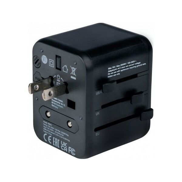 Verbatim 100-250 V Adapter podróżny, CEE7 (widelec) - gniazdo, czarny, Verbatim