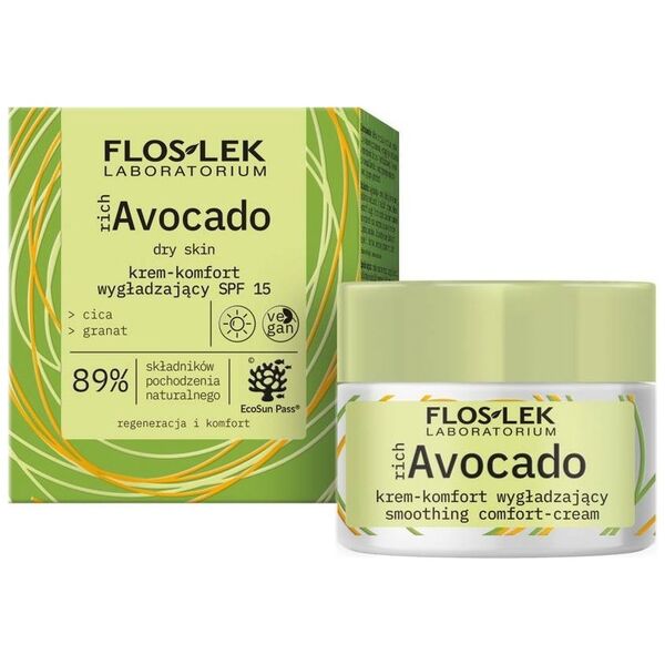 Floslek richAvocado Krem-komfort wygładzający SPF15 na dzień - skóra sucha 50ml