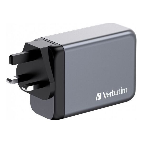Verbatim Ładowarka GaN Verbatim, USB 3.0, USB C, szara, 240 W, wymienne końcówki C,G,A