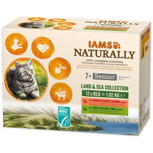 IAMS IAMS Naturally Senior zestaw smaków morskch i mięsnych 12x85g kot