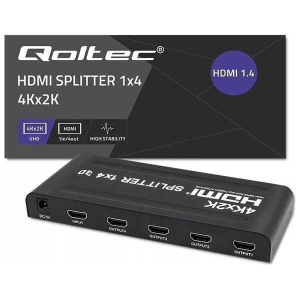 Qoltec Rozdzielacz aktywny Qoltec Splitter 4 x HDMI 4K x 2K | 3.4Gb/s