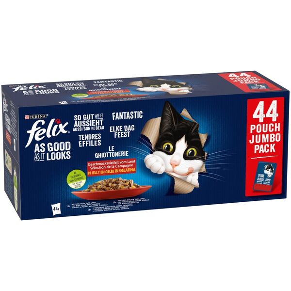 Purina Felix Fantastic Karma dla kotów w galaretce 3,2 kg (44 sztuki)