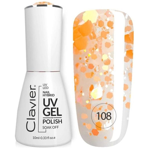 Clavier Luxury lakier hybrydowy z drobinkami holograficznymi 108 Orangeade 10ml
