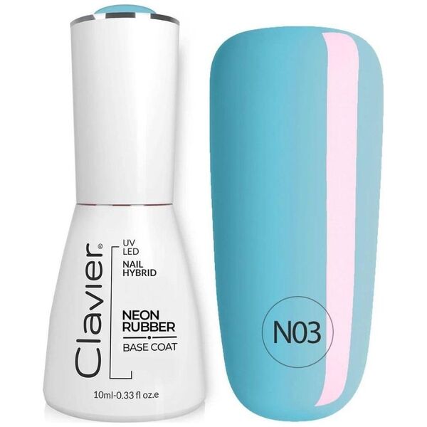 Clavier Luxury Neon Rubber Base kolorowa baza kauczukowa N03 Blue Rainbow 10ml