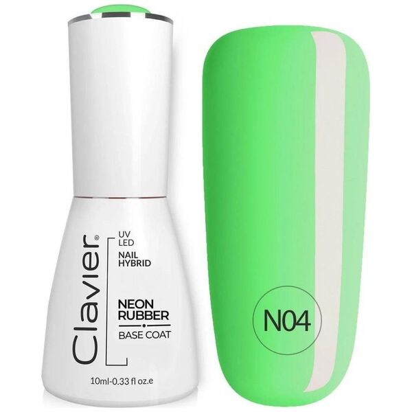 Clavier Luxury Neon Rubber Base kolorowa baza kauczukowa N04 Green Rainbow 10ml