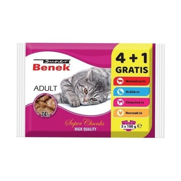 Super Benek Adult - mokra karma dla kota - 4+1 100 g GRATIS!