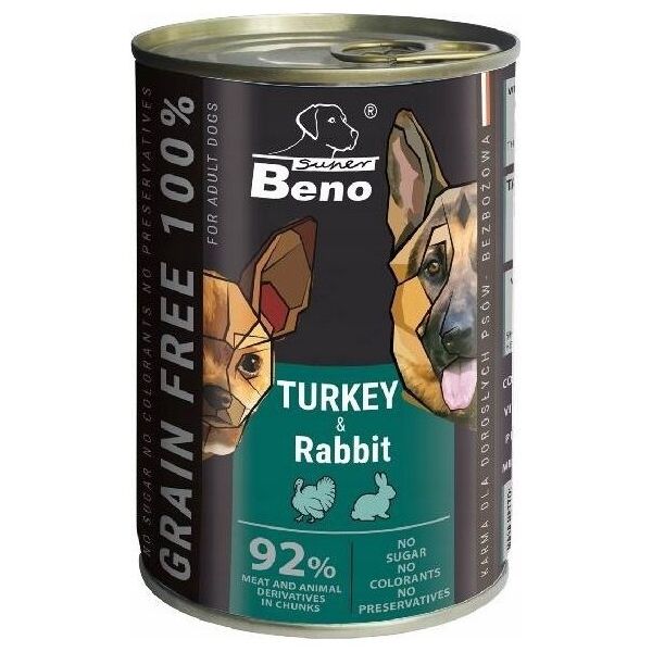 CERTECH Super Beno bez zbóż kąski indyk,królik w sosie 415g