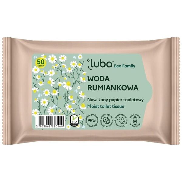 Luba Eco Family nawilżany papier toaletowy z Wodą Rumiankową 50szt.