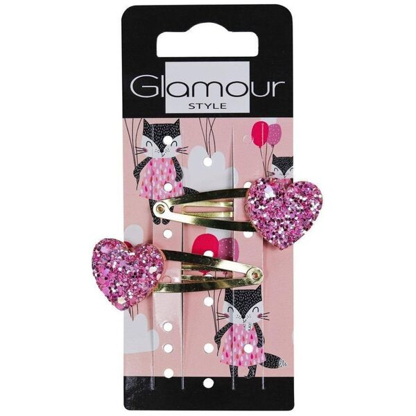 Glamour Kids spinki do włosów Brokatowe Serduszka 2szt.