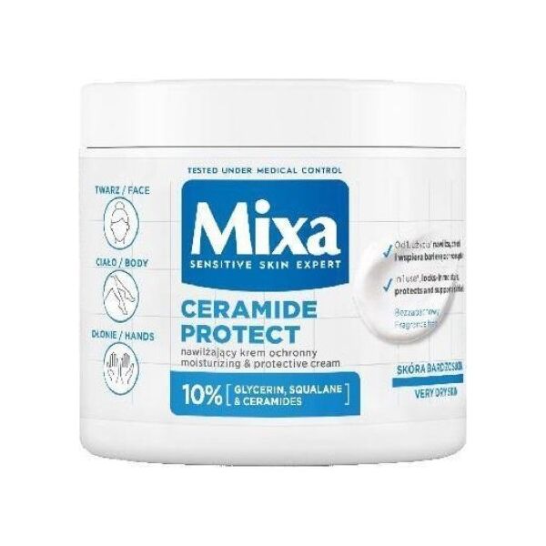 Mixa Ceramide Protect nawilżający krem ochronny do twarzy dłoni i ciała 400ml