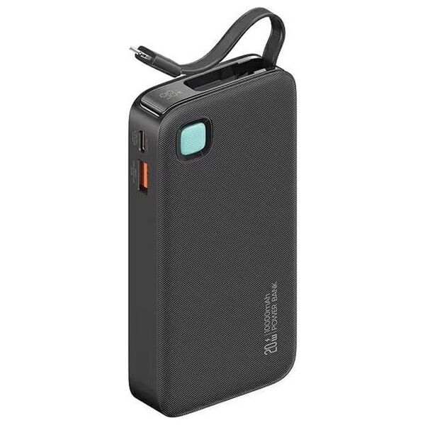 Powerbank Usams USAMS Powerbank ze zwijanym kablem Retractable Lightning 10000 mAh PD 20W Fast Charge XY Series czarny/black 10KCD22501 (US-CD225)