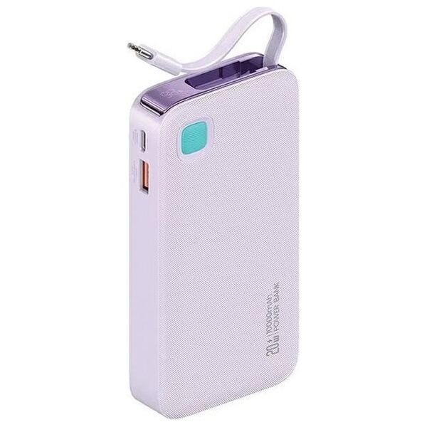 Powerbank Usams USAMS Powerbank ze zwijanym kablem USB-C Retractable 10000 mAh PD 20W Fast Charge XY Series fioletowy/purple 10KCD22403 (US-CD224)