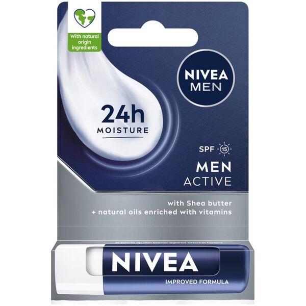 Nivea NIVEA MEN Pomadka do ust z masłem shea SPF 15 Active 4,8 g
