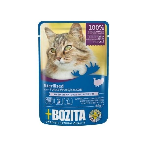 Bozita Bozita Sterylizowane kawałki w galaretce z indykiem- mokra karma dla kota -  85g