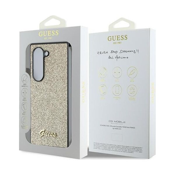 Guess case for Samsung Galaxy Z Fold6 GUE003746 gold 4G Glitter Script 3666339322700
