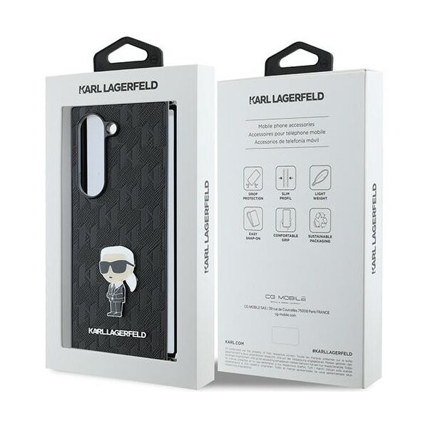 Karl Lagerfeld case for Samsung Galaxy Z Fold6 KF002204 black Saffiano Ikonik Pin 3666339322588