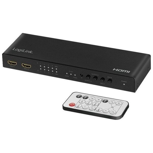 Przełącznik LogiLink LogiLink Switch HDMI-Matrix 4x2-Port, 4K/60Hz,Scaler,HDR,ARC