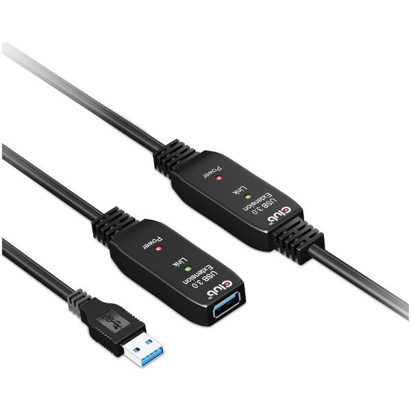 Kabel USB Club 3D USB-A - USB-A 10 m Czarny (500286)