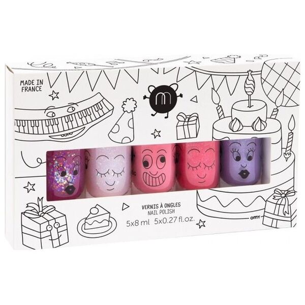 Nailmatic Nailmatic Kids Party zestaw lakierów do paznokci Sheepy 8ml + Polly 8ml + Cookie 8ml + Kitty 8ml + Piglou 8ml