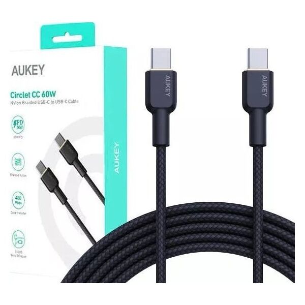 Kabel USB Aukey USB-C - USB-C 1 m Czarny (CB-NCC1 BK)